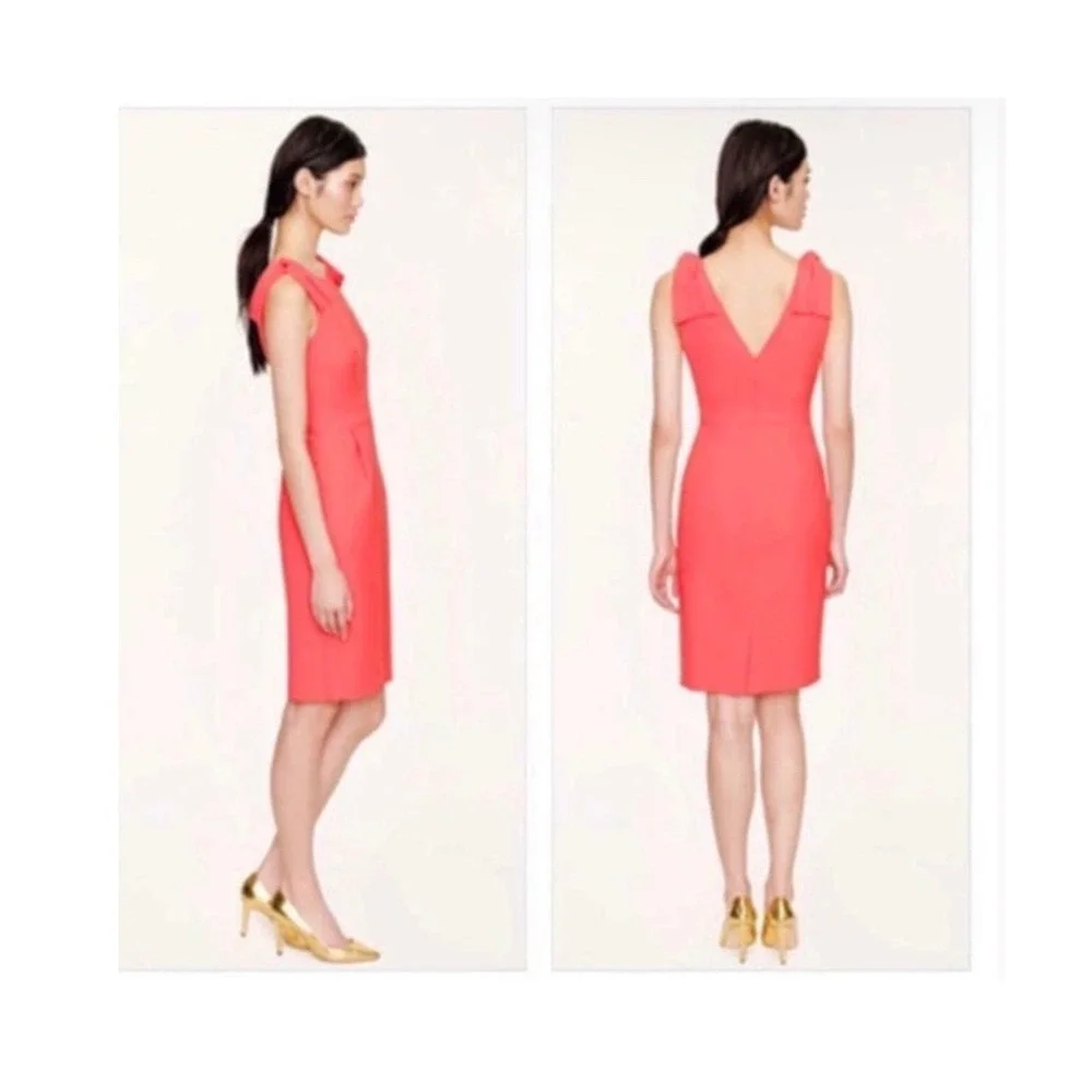 J.‎ Crew Coral Pink Origami Bow Detail Sheath Dress Womens Size 4